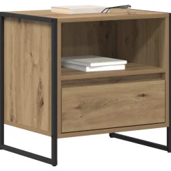 vidaXL Mesa de Noche con cajón Roble Artesanal 50 x 39,5 x 50 cm Roble artisan Discount
