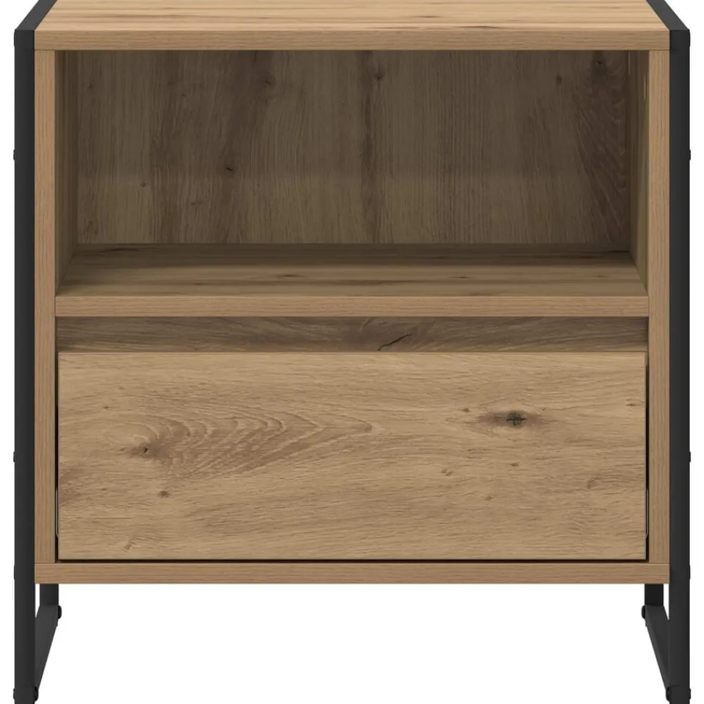 vidaXL Mesa de Noche con cajón Roble Artesanal 50 x 39,5 x 50 cm Roble artisan Discount