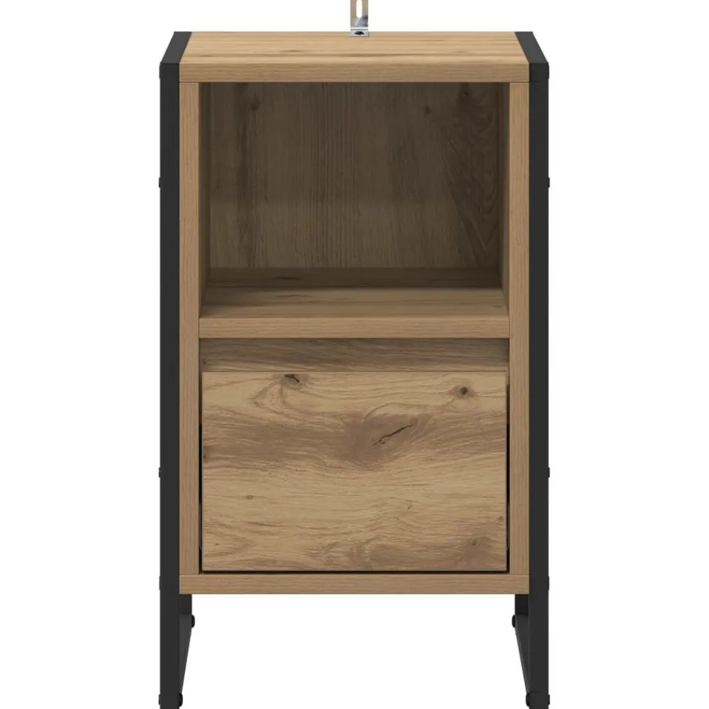 vidaXL Mesa de Noche con cajón Roble Artesanal 39,5 x 30 x 50 cm Roble artisan Sale