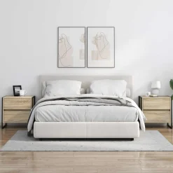 vidaXL Mesa de Noche Sonoma 50 x 39.5 x 50 cm Madera contrachapada Roble Sonoma New
