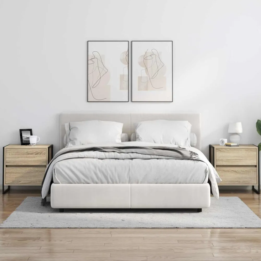 vidaXL Mesa de Noche Sonoma 50 x 39.5 x 50 cm Madera contrachapada Roble Sonoma New