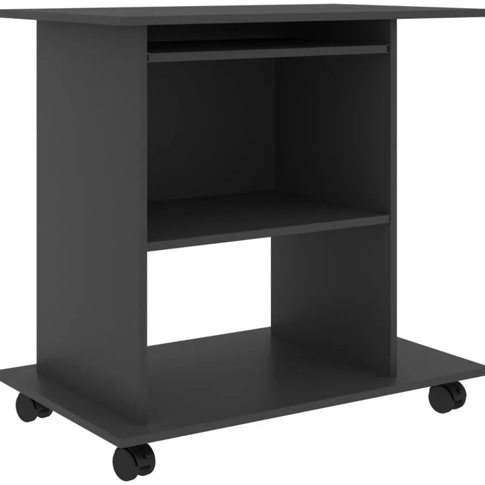 vidaXL Mesa de ordenador madera contrachapada 80x50x75 cm Gris New