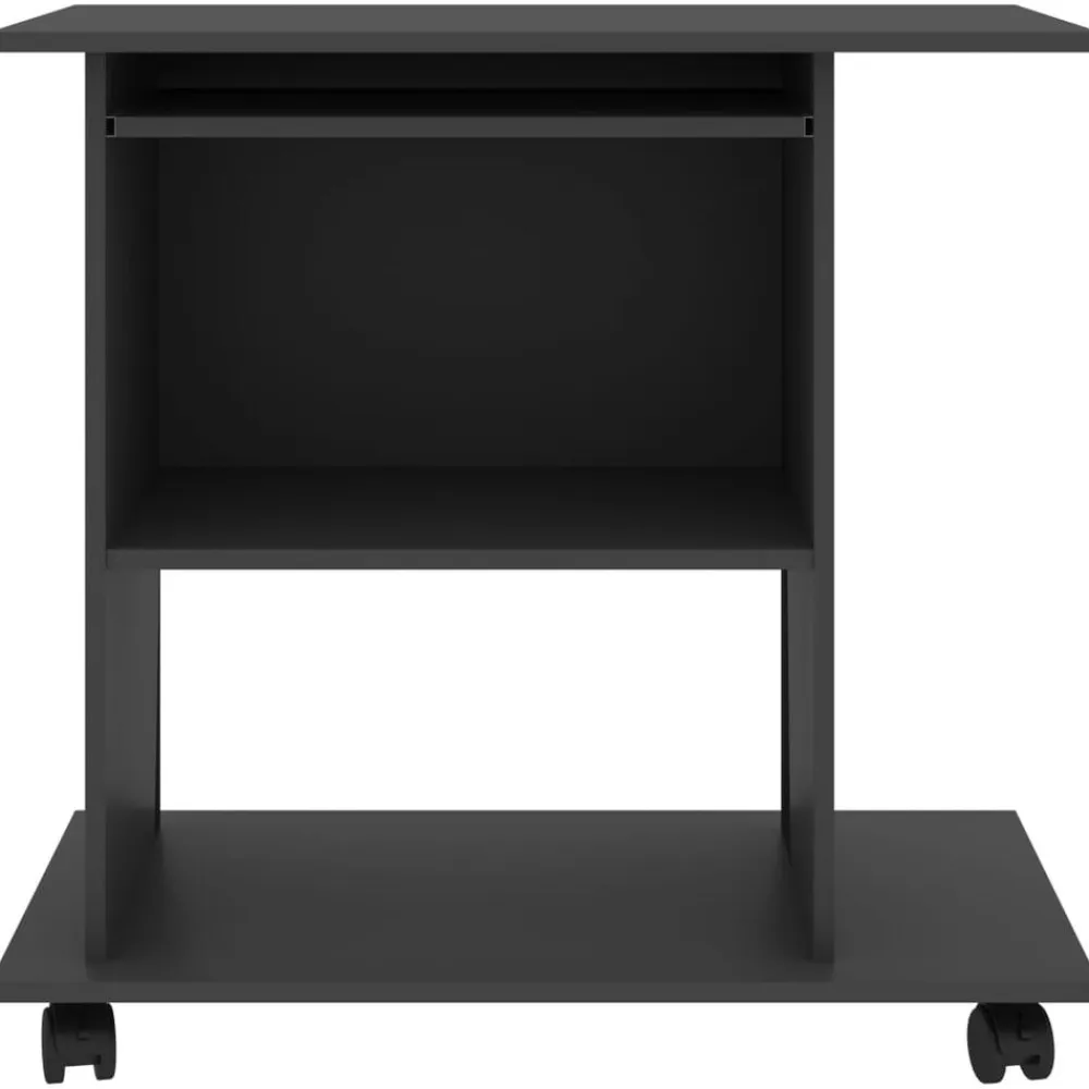 vidaXL Mesa de ordenador madera contrachapada 80x50x75 cm Gris New
