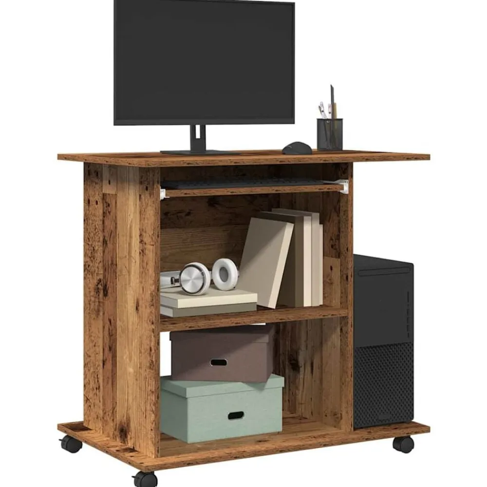 vidaXL Mobiliario De Oficina-Mesa de ordenador madera contrachapada madera vieja 80x50x75 cm