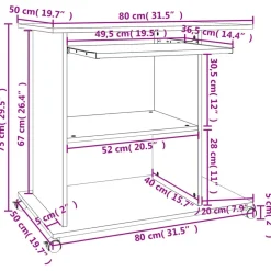 vidaXL Mesa de ordenador madera contrachapada 80x50x75 cm Blanco Sale