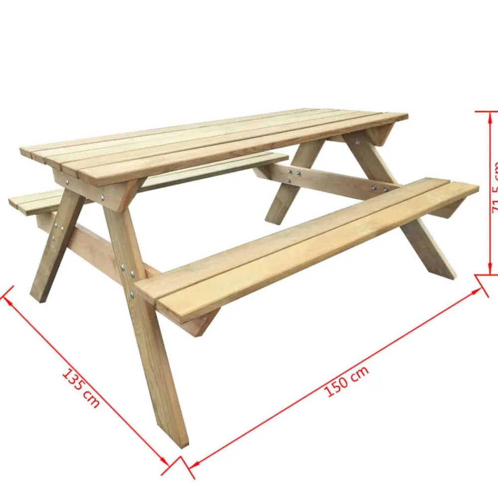 vidaXL Mesa de picnic de madera de pino 150x135x71,5 cm Best