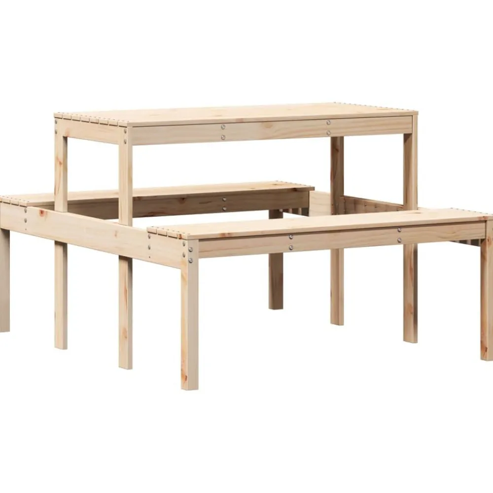 vidaXL Mesa de picnic madera maciza de pino 110x134x75 cm Pino natural Clearance