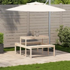 vidaXL Mesa de picnic madera maciza de pino 110x134x75 cm Pino natural Clearance