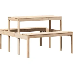 vidaXL Mesa de picnic madera maciza de pino 110x134x75 cm Pino natural Clearance