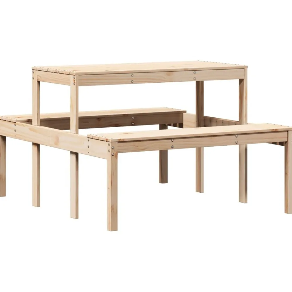 vidaXL Mesa de picnic madera maciza de pino 110x134x75 cm Pino natural Clearance