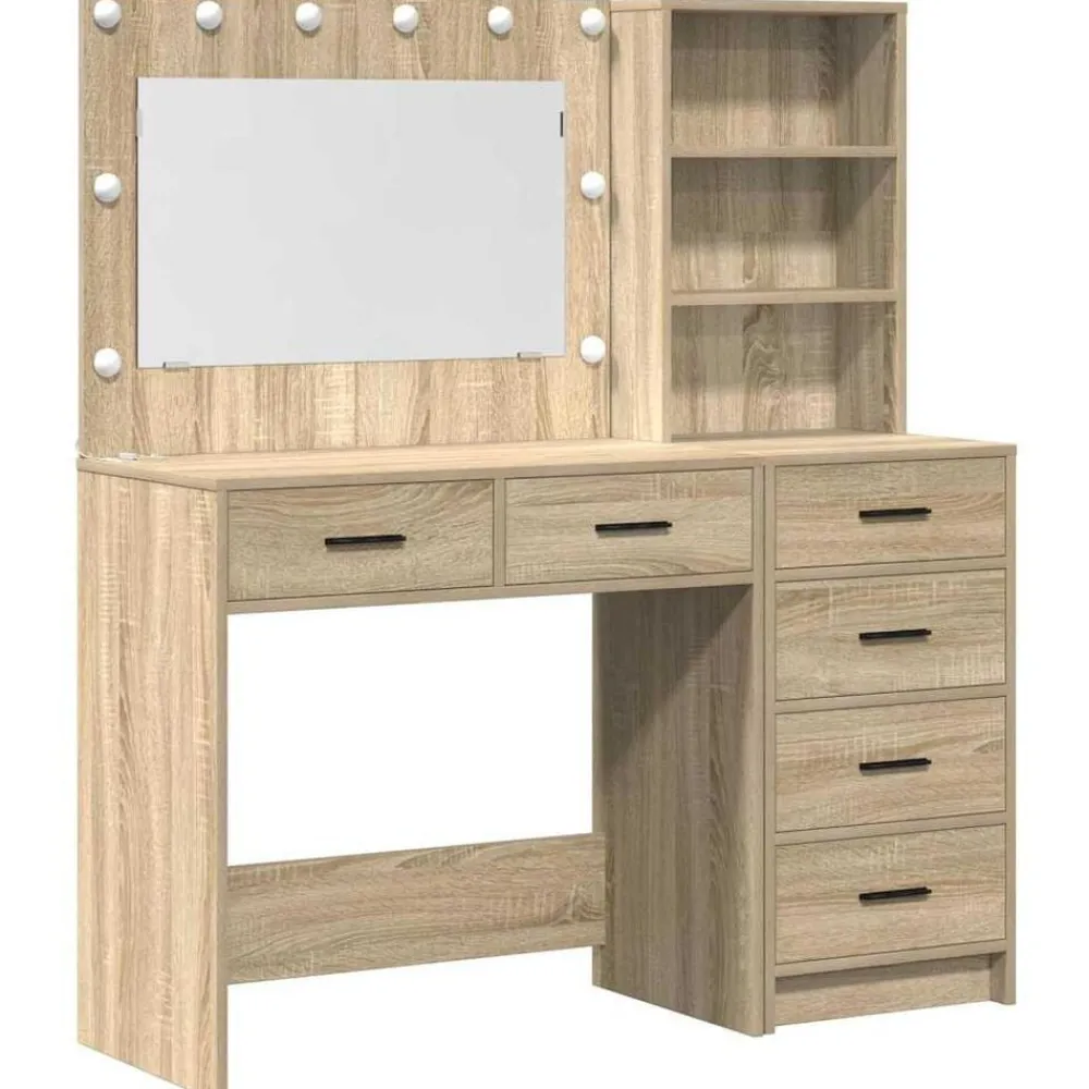 vidaXL Mesa de tocador Marrón 78.5 x 41 x 135 cm Madera contrachapada Roble Sonoma Best