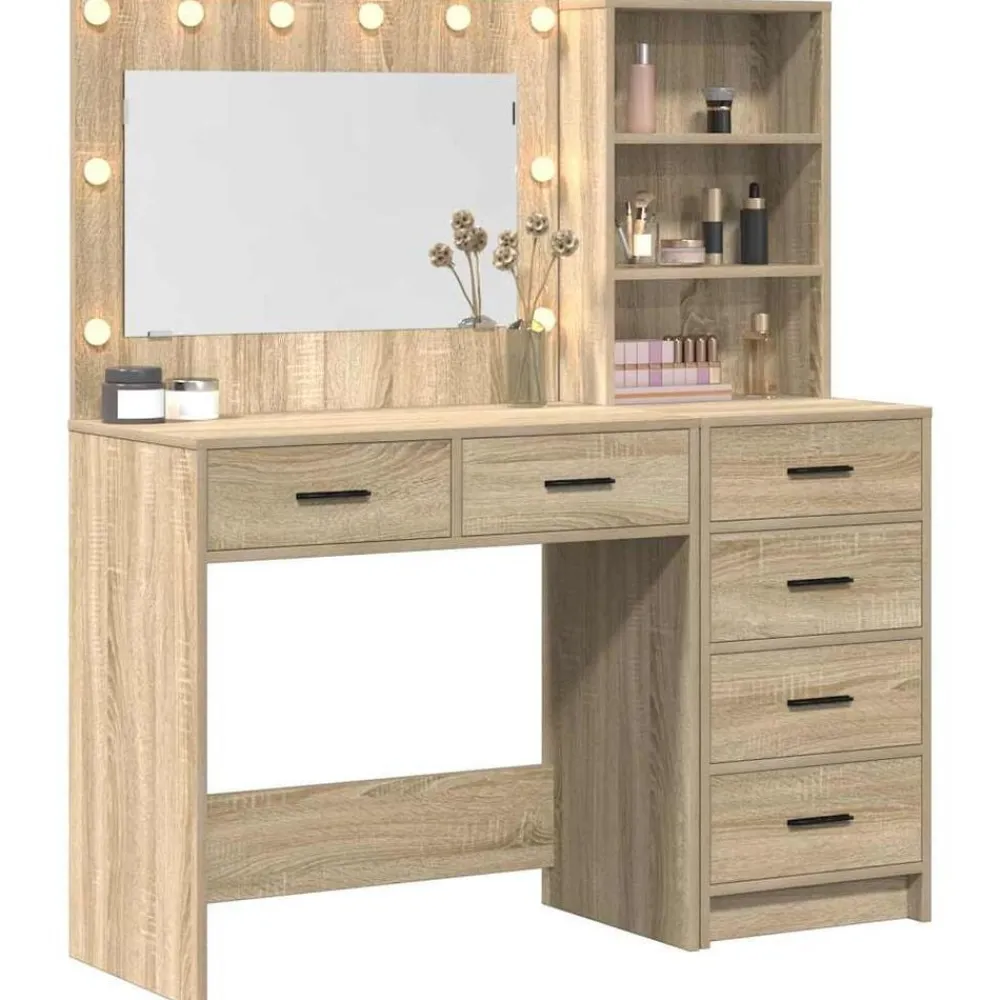 vidaXL Mesa de tocador Marrón 78.5 x 41 x 135 cm Madera contrachapada Roble Sonoma Best