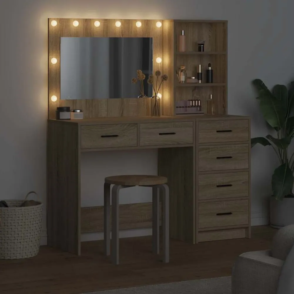 vidaXL Mesa de tocador Marrón 78.5 x 41 x 135 cm Madera contrachapada Roble Sonoma Best