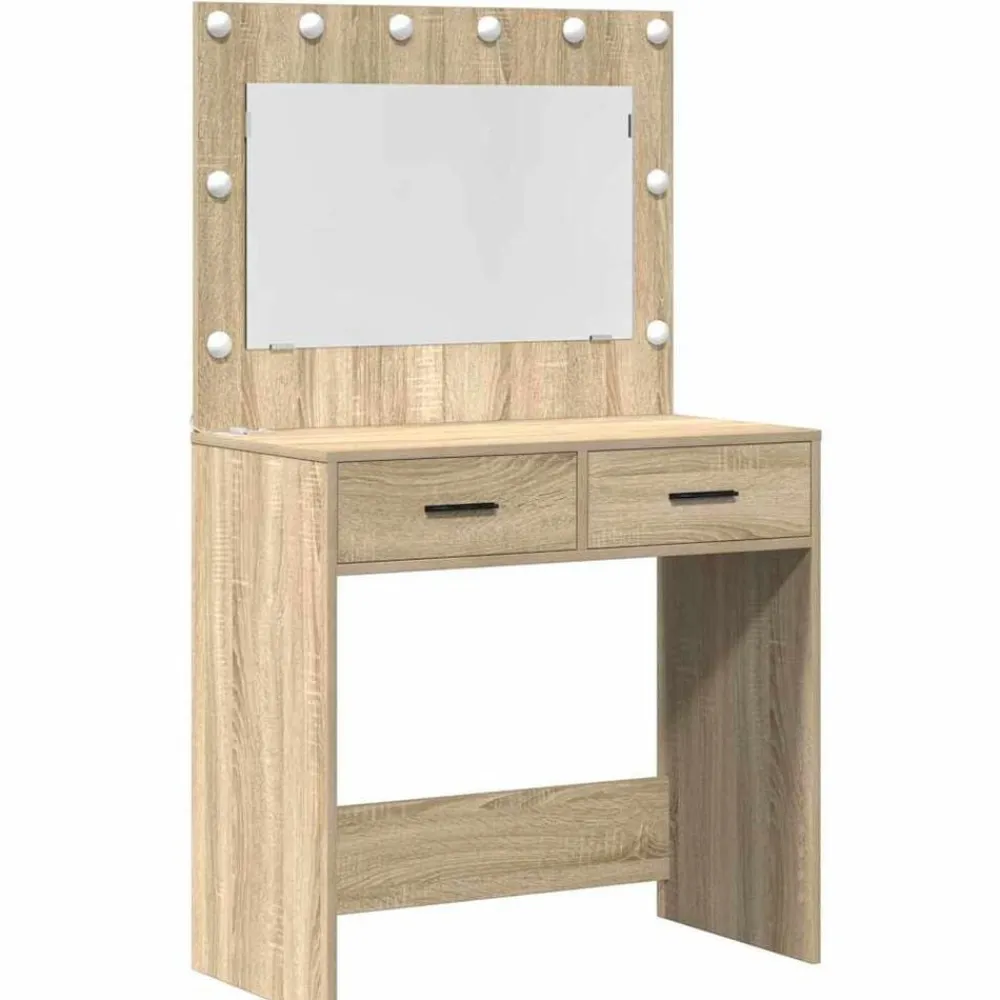 vidaXL Mesa de tocador Marrón 78.5 x 41 x 135 cm Madera contrachapada Roble Sonoma Best