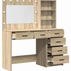 vidaXL Mesa de tocador Marrón 78.5 x 41 x 135 cm Madera contrachapada Roble Sonoma Best