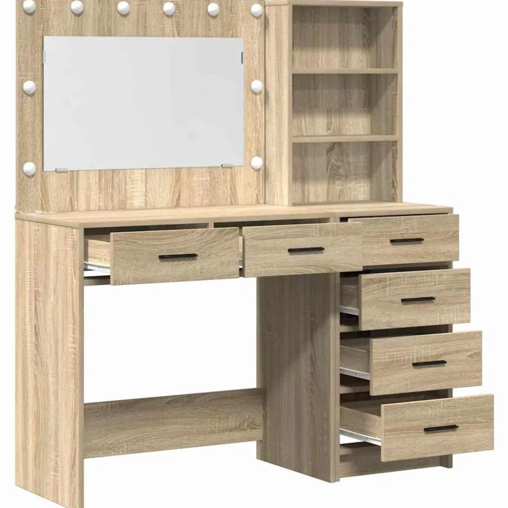 vidaXL Mesa de tocador Marrón 78.5 x 41 x 135 cm Madera contrachapada Roble Sonoma Best