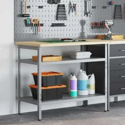 vidaXL Mesa de Trabajo con estante Gris 100 x 55 x 85 cm Sale
