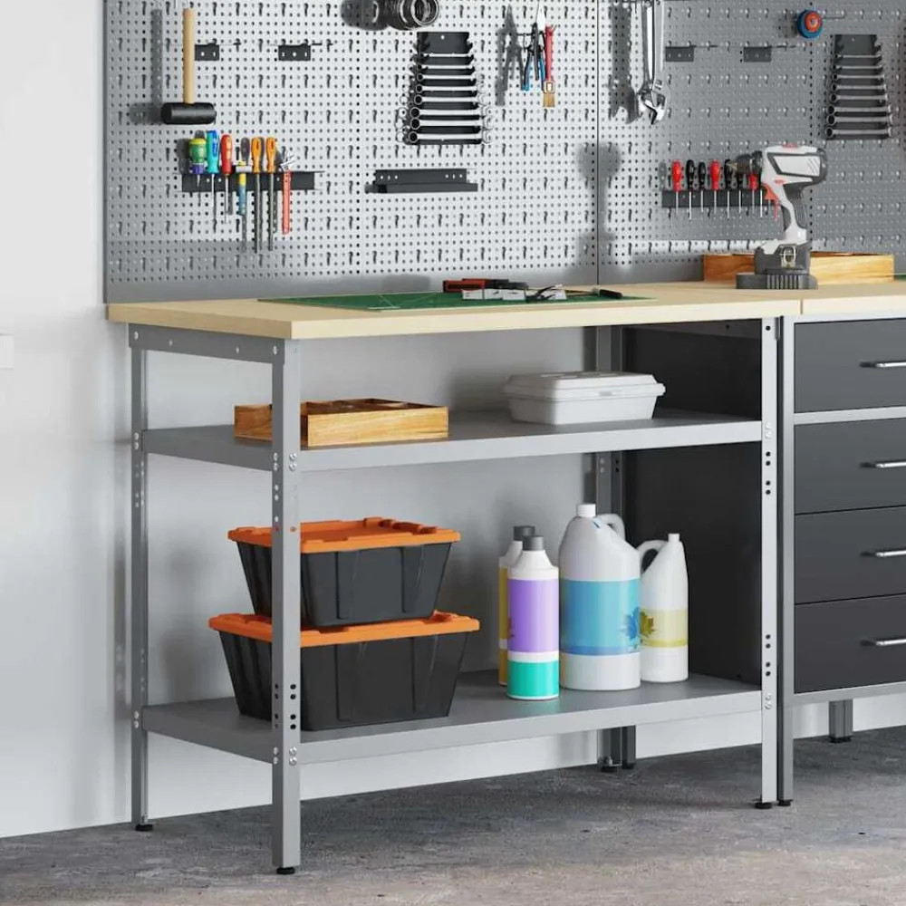 vidaXL Mesa de Trabajo con estante Gris 100 x 55 x 85 cm Sale