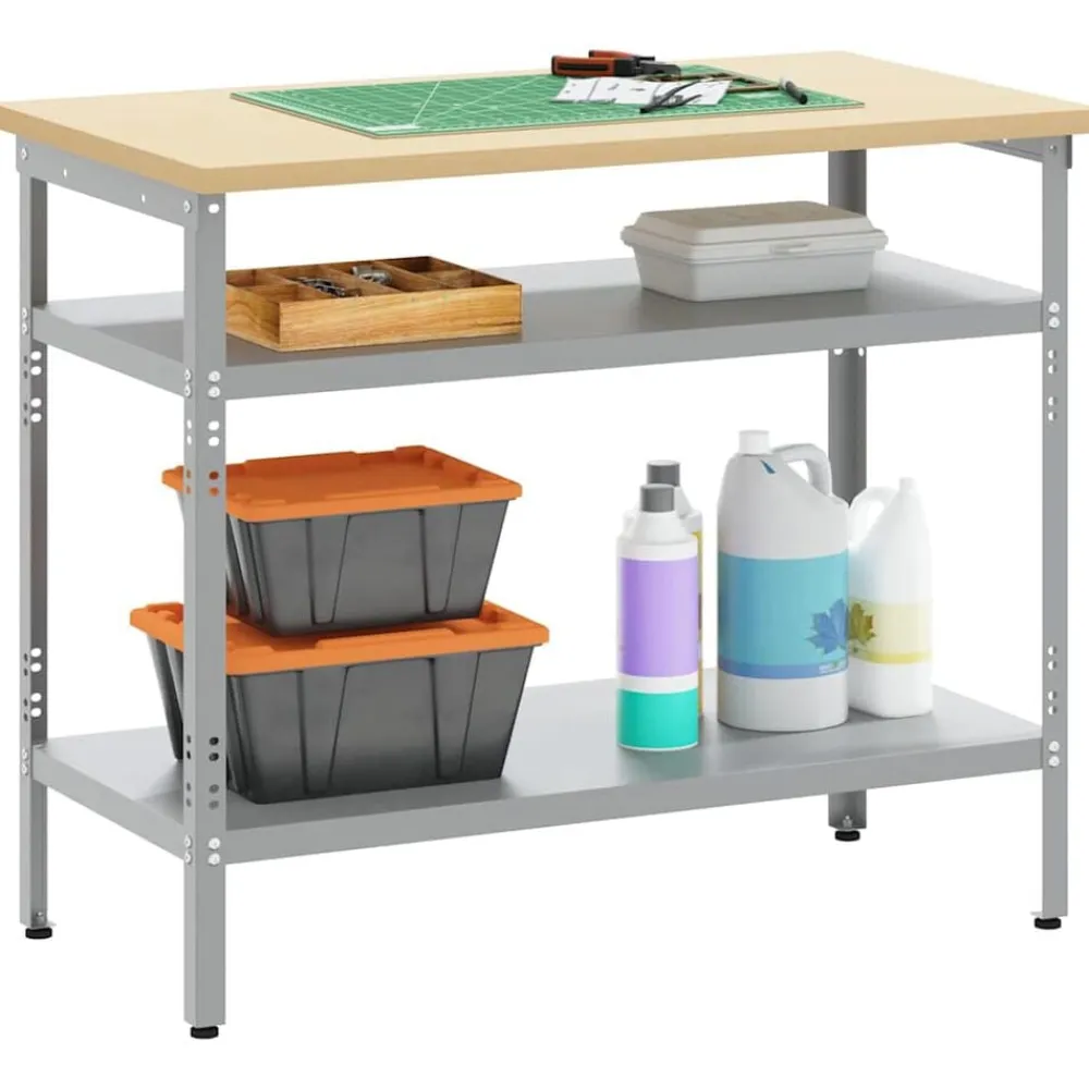 vidaXL Mesa de Trabajo con estante Gris 100 x 55 x 85 cm Sale