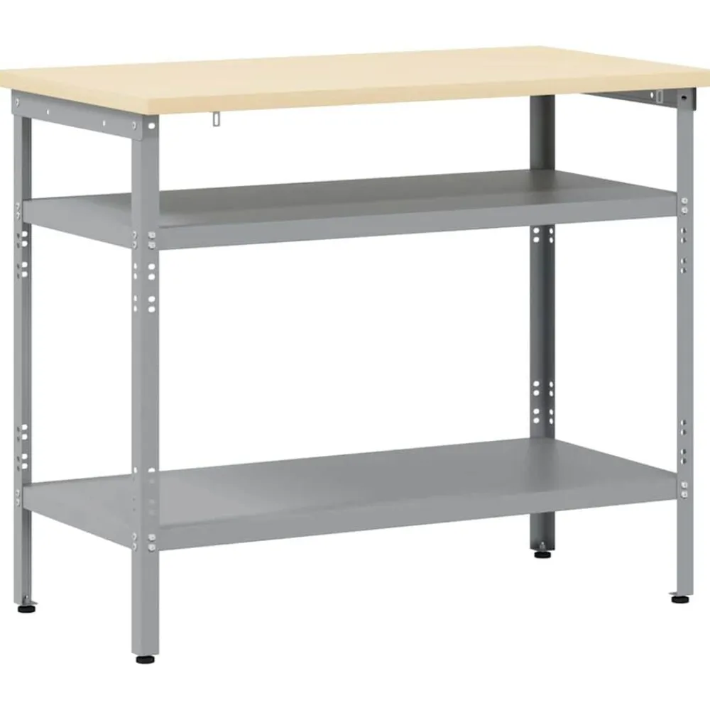 vidaXL Mesa de Trabajo con estante Gris 100 x 55 x 85 cm Sale