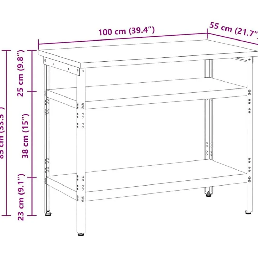 vidaXL Mesa de Trabajo con estante Gris 100 x 55 x 85 cm Sale
