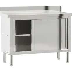 vidaXL Restauración-Mesa de trabajo de cocina puertas correderas acero inoxidable