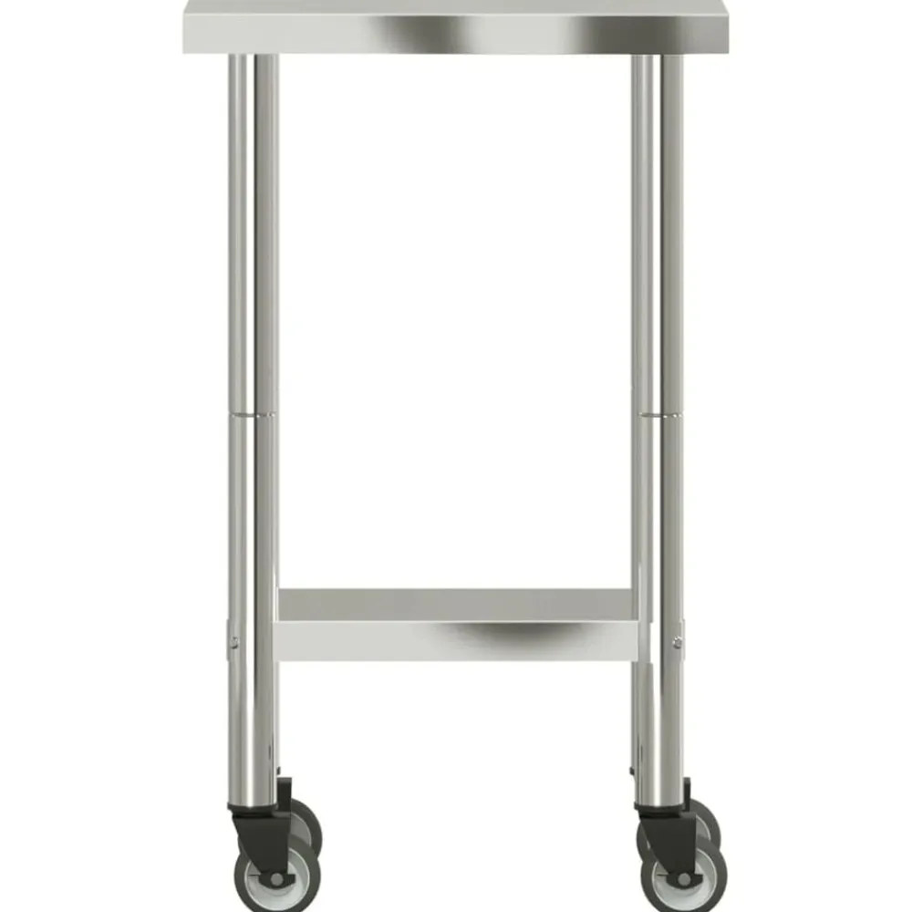 vidaXL Mesa de trabajo de cocina con ruedas acero inox 55x30x85 cm Clearance