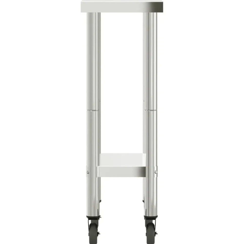 vidaXL Mesa de trabajo de cocina con ruedas acero inox 55x30x85 cm Clearance