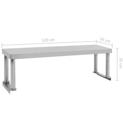vidaXL Restauración-Mesa de trabajo de cocina con estante acero inox 120x60x120cm
