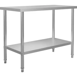 vidaXL Restauración-Mesa de trabajo de cocina con estante acero inox 120x60x120cm