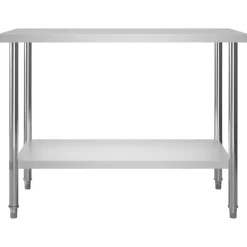 vidaXL Restauración-Mesa de trabajo de cocina con estante acero inox 120x60x120cm