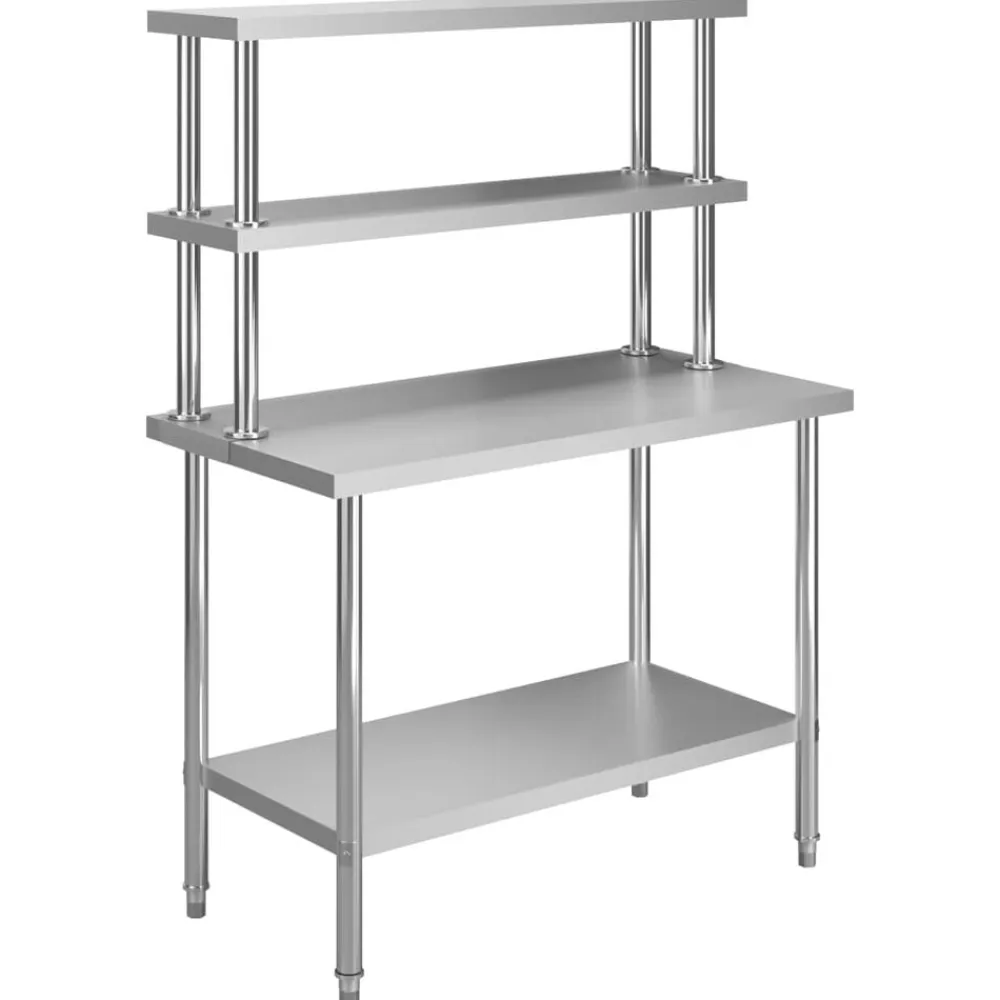 vidaXL Mesa de trabajo de cocina con estante acero inox 120x60x150 cm Outlet