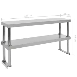vidaXL Mesa de trabajo de cocina con estante acero inox 120x60x150 cm Outlet