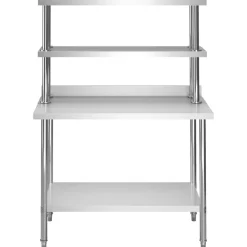 vidaXL Mesa de trabajo de cocina con estante acero inox 120x60x150 cm Discount