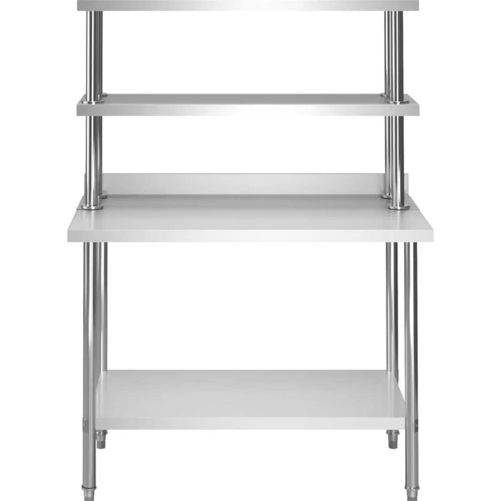 vidaXL Mesa de trabajo de cocina con estante acero inox 120x60x150 cm Discount