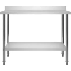 vidaXL Mesa de trabajo de cocina con estante acero inox 120x60x150 cm Discount
