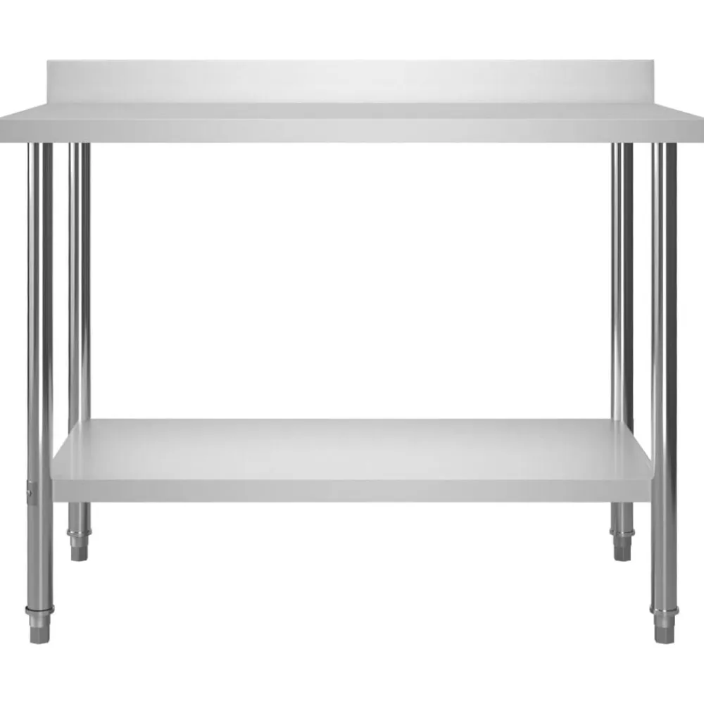 vidaXL Mesa de trabajo de cocina con estante acero inox 120x60x150 cm Discount