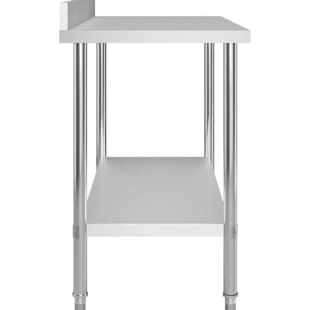 vidaXL Mesa de trabajo de cocina con estante acero inox 120x60x150 cm Discount