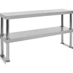 vidaXL Mesa de trabajo de cocina con estante acero inox 120x60x150 cm Discount