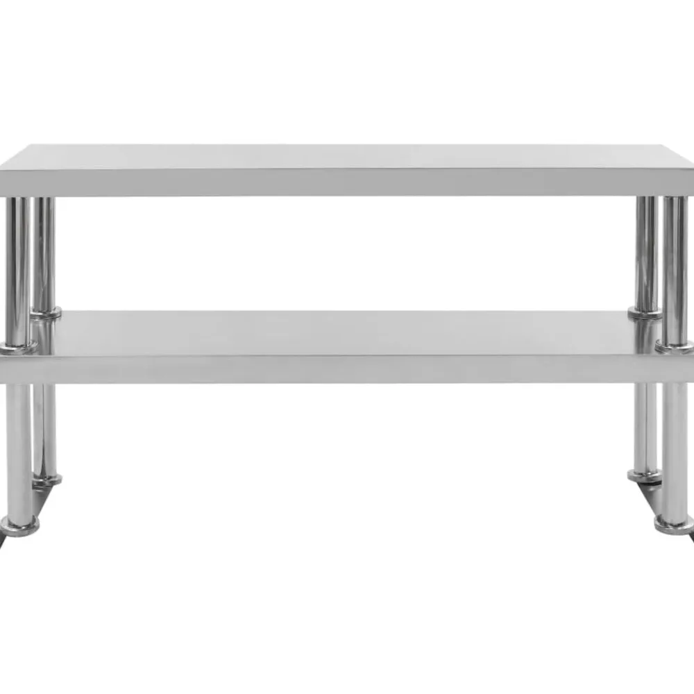 vidaXL Mesa de trabajo de cocina con estante acero inox 120x60x150 cm Discount
