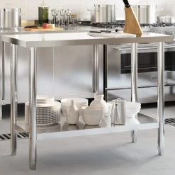 vidaXL Mesa de trabajo de cocina acero inoxidable 110x55x85 cm Clearance