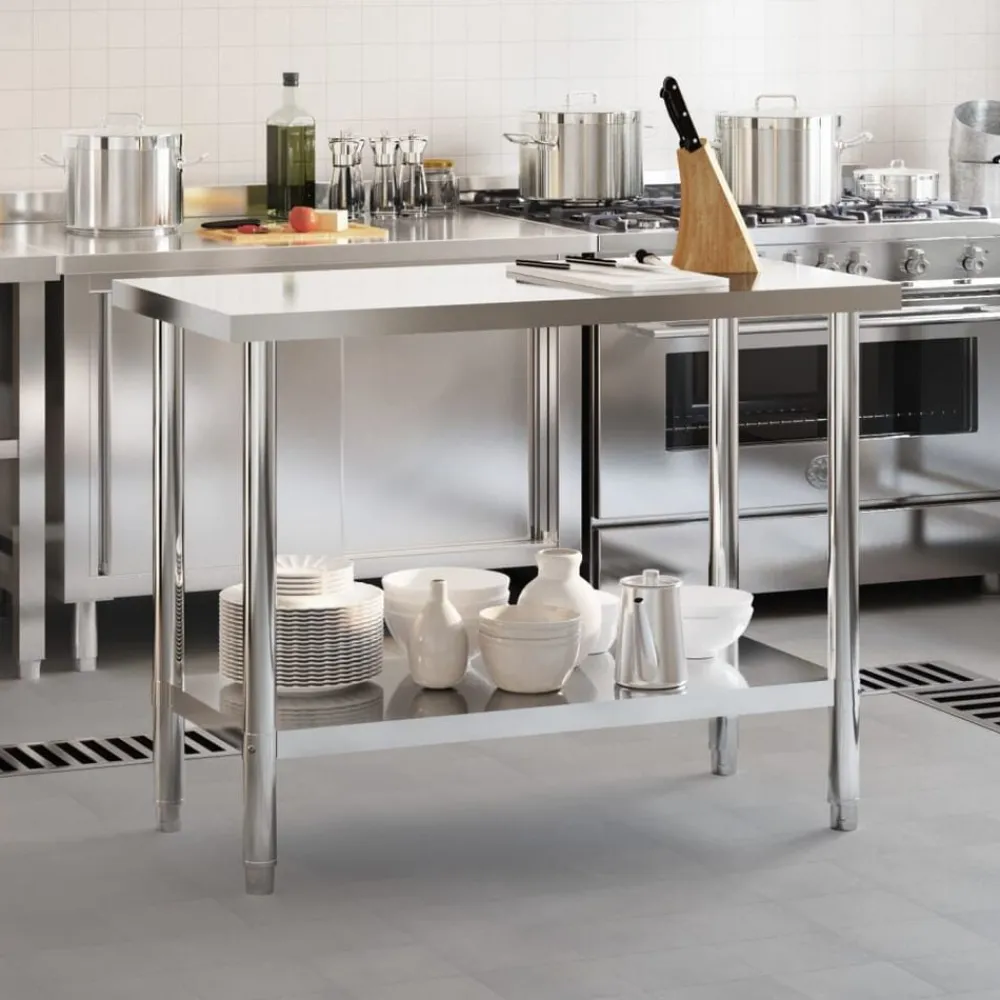 vidaXL Mesa de trabajo de cocina acero inoxidable 110x55x85 cm Clearance