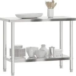 vidaXL Mesa de trabajo de cocina acero inoxidable 110x55x85 cm Clearance