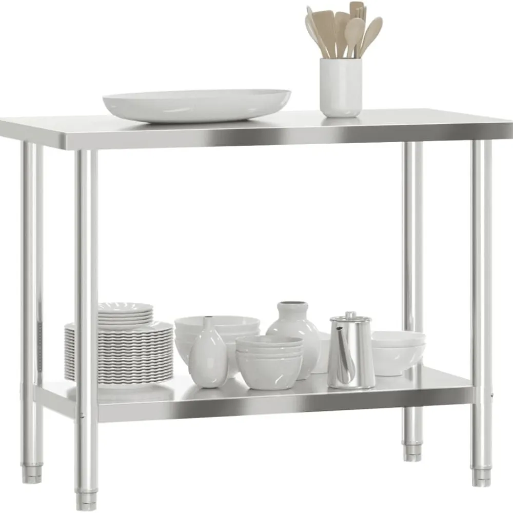 vidaXL Mesa de trabajo de cocina acero inoxidable 110x55x85 cm Clearance