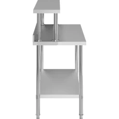 vidaXL Restauración-Mesa de trabajo de cocina con estante acero inox 120x60x120 cm