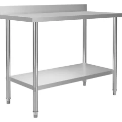vidaXL Restauración-Mesa de trabajo de cocina con estante acero inox 120x60x120 cm