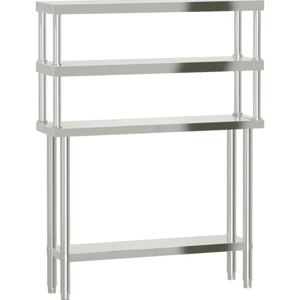 vidaXL Mesa de trabajo para cocina con estante acero inox 110x30x150cm New