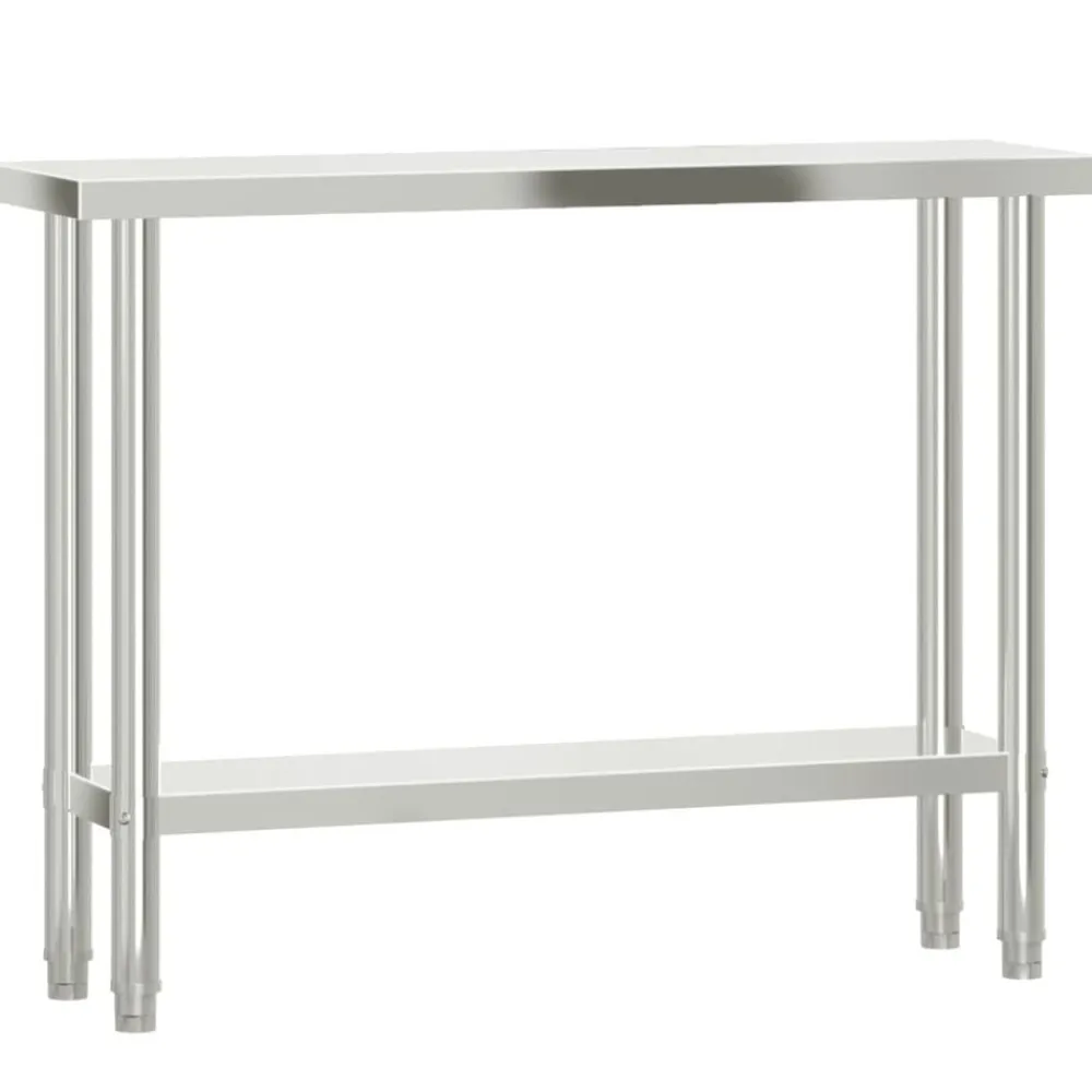 vidaXL Mesa de trabajo para cocina con estante acero inox 110x30x150cm New