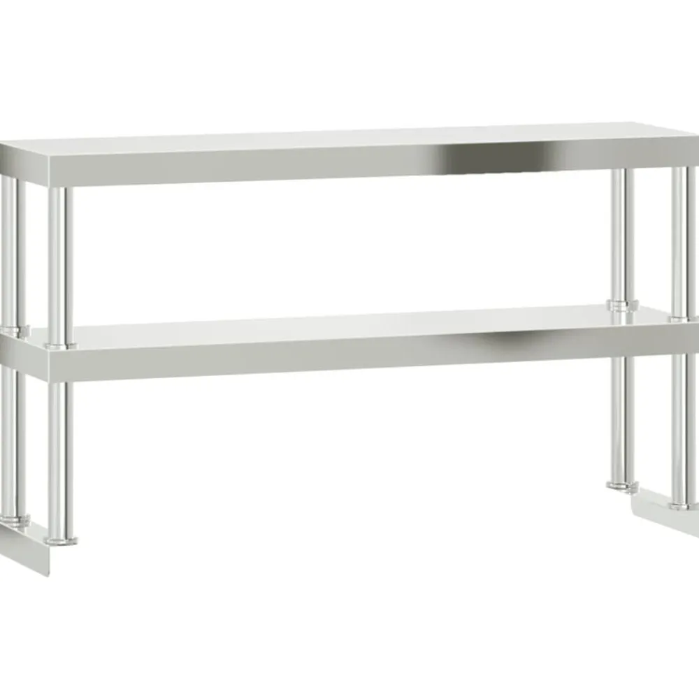vidaXL Mesa de trabajo para cocina con estante acero inox 110x30x150cm New