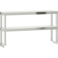 vidaXL Restauración-Mesa de trabajo para cocina con estante acero inox 110x55x150cm